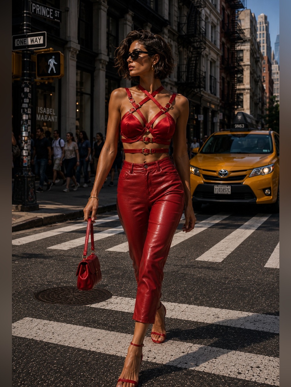 Versace Red Strappy Bra with Gold Accents